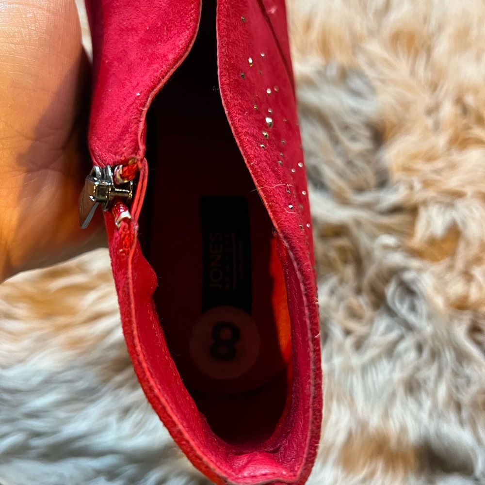 π5 for $10π Jones New York Red Suede Studded Ankle Booties - Picture 9 of 12